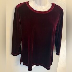 Vintage Softwear Mark Singer Women’s S Pullover Velour Top Holiday Burgundy Red